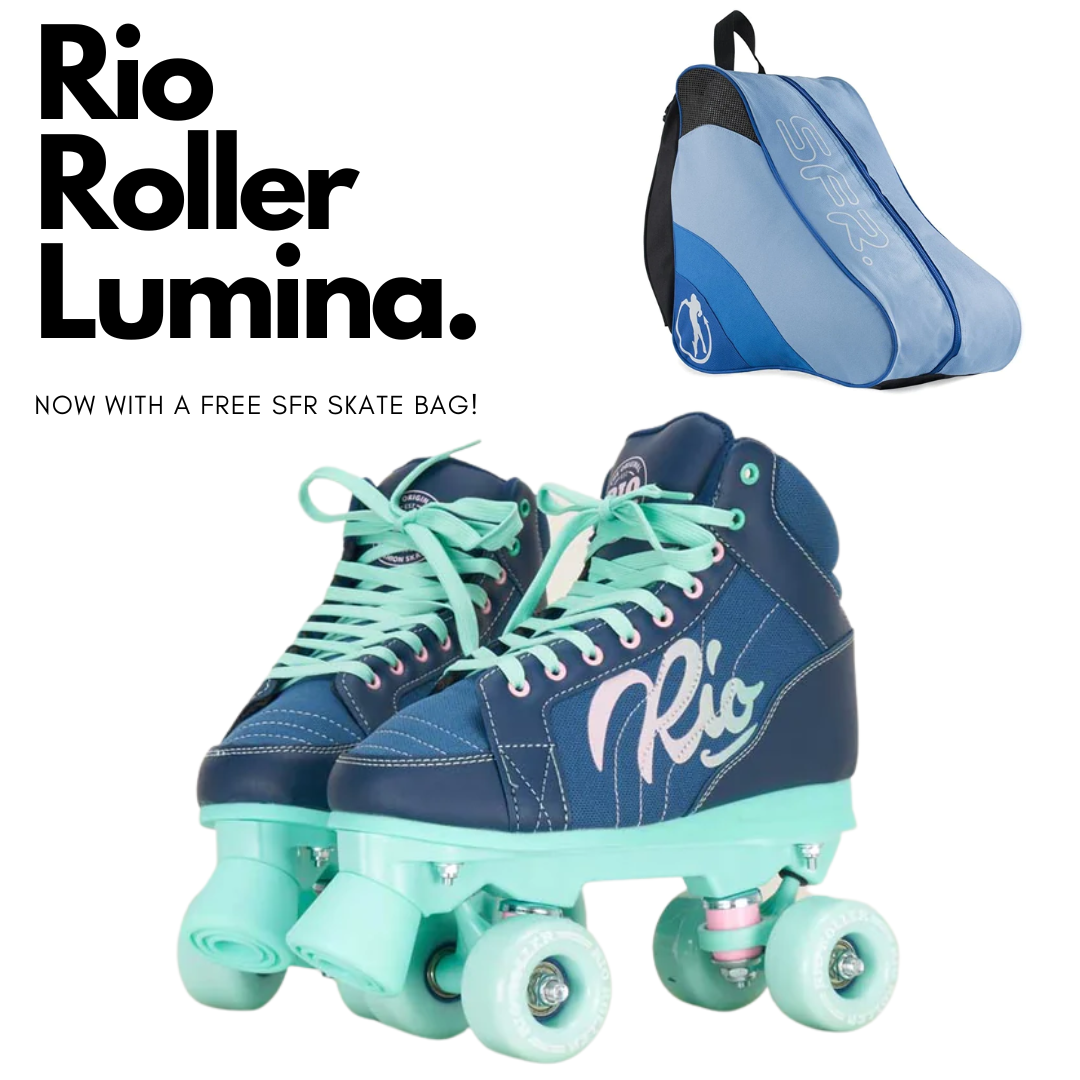 Rio Roller Lumina Navy/Green Skates w/ FREE SKATE BAG