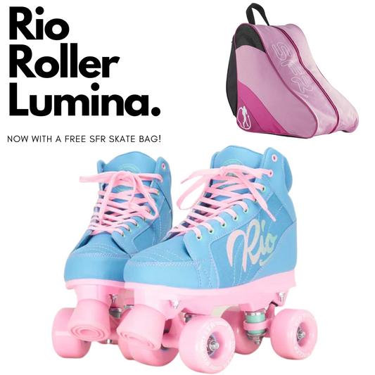 Rio Roller Lumina Roller Skates Blue Pink w/ FREE SKATE BAG