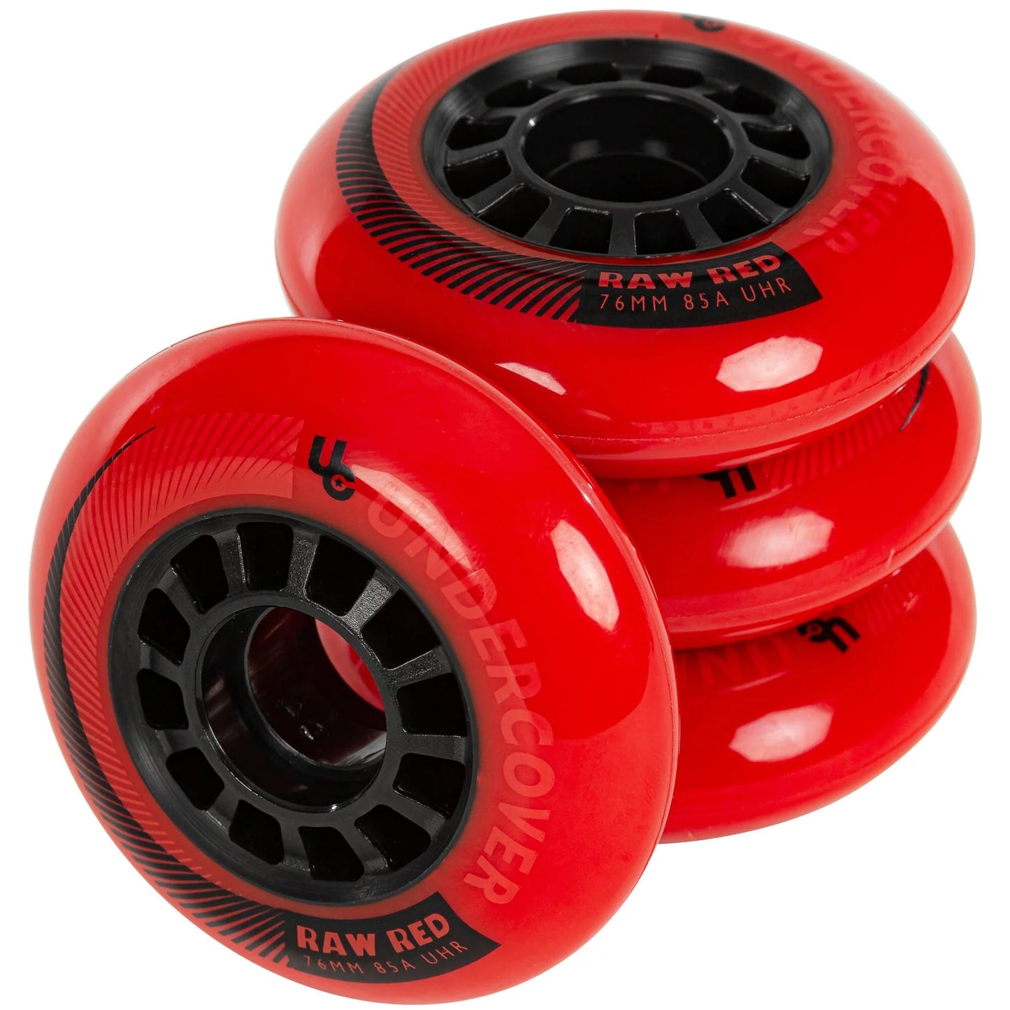 UC Raw Inline Wheels 76mm 85a Red 4 Pack