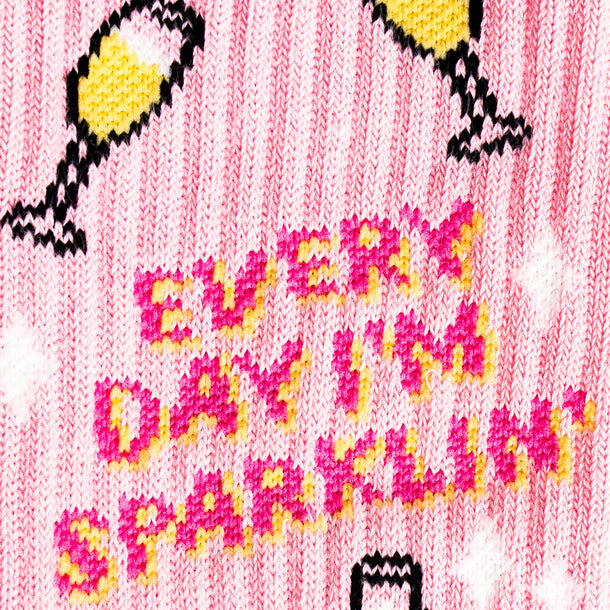 Sock it to Me "Everyday I'm Sparklin'" Ribbed Crew Athletic Socks