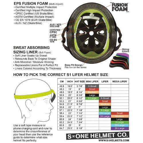 S1 Lifer Helmet Black Matte with Cyan Blue Straps