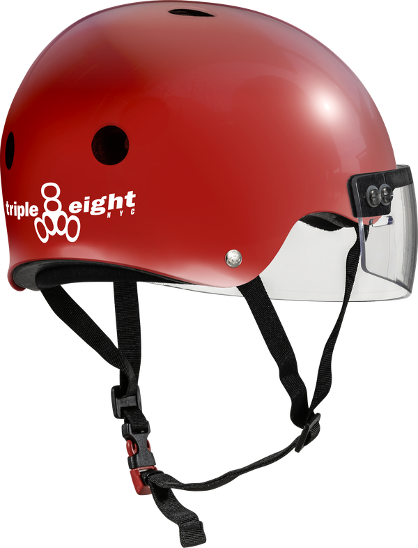 Triple 8 THE VISOR Certified Helmet SS Scarlet Red Gloss