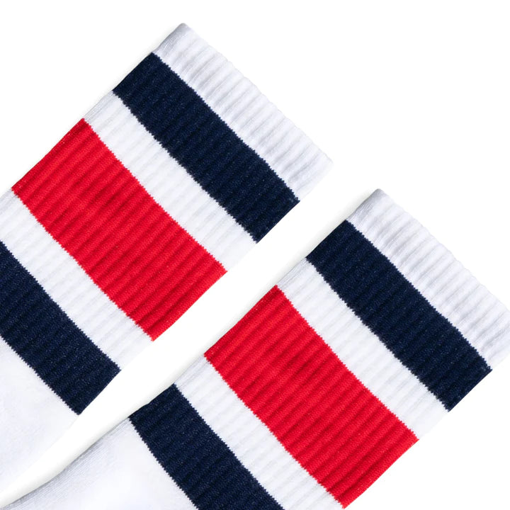 SOCCO Navy & Red | White Mid Socks