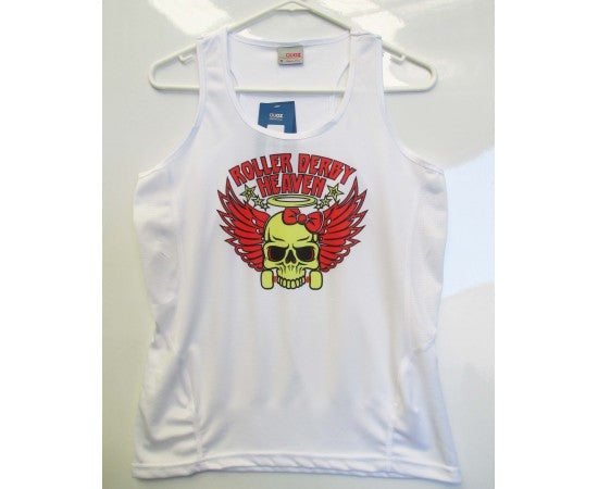 Roller Derby Heaven Singlet - White (multiple logo colours available)