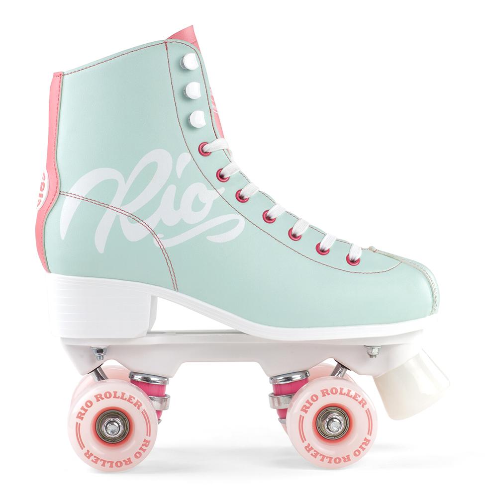 Rio Roller Script Roller Skates Teal and Coral