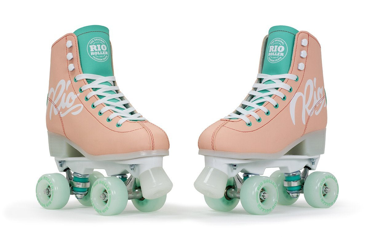 Rio Roller Script Roller Skates Peach and Green