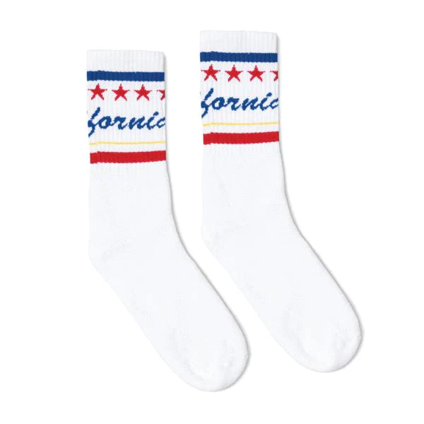SOCCO Cali Words | White Mid Socks