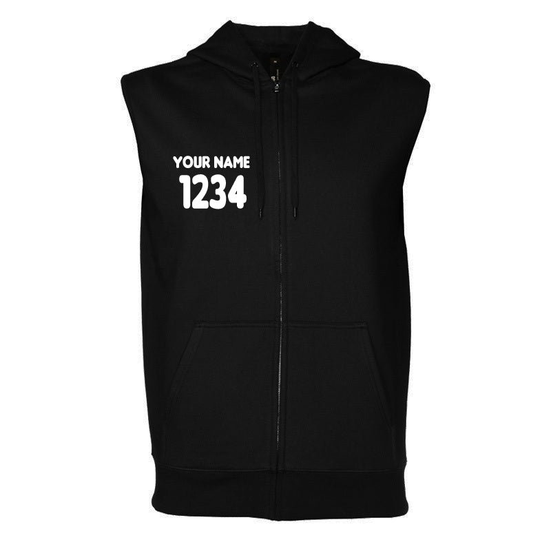 Sleeveless Hoodie Black w/ Name & Number