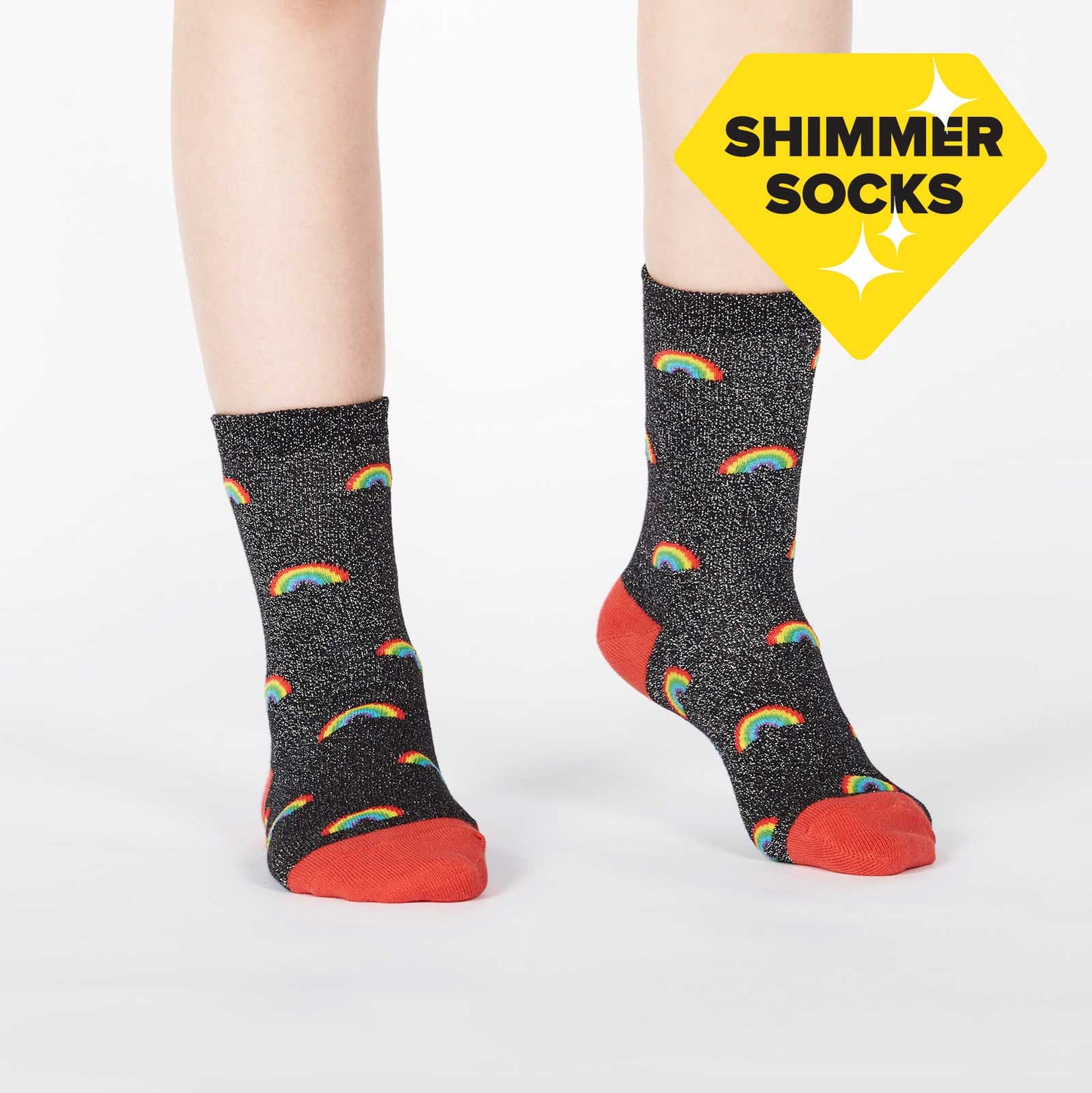 Sock it to Me Glitter over the Rainbow Junior (aged 7-10) Crew Socks