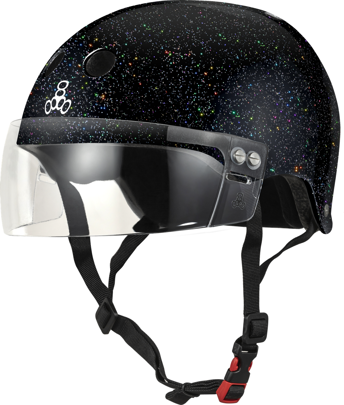 glitter helmet motorcycle Triple 8 THE VISOR Certified Helmet SS Black Glitter – RollerDerbyHeaven