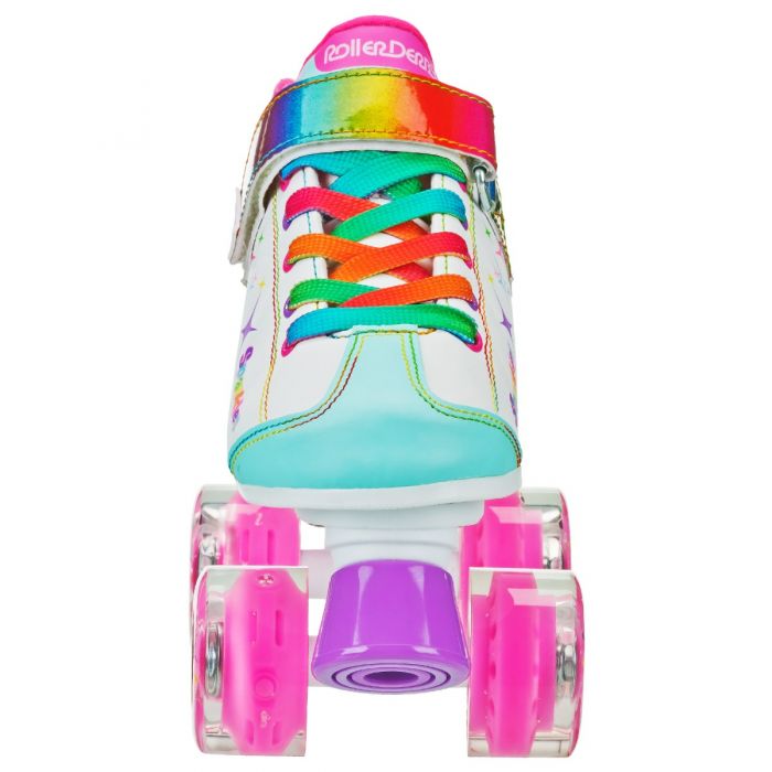 RDS Sparkle Girls Light Up Wheel White/Rainbow Skates