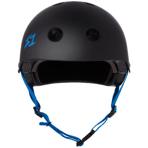 S1 Lifer Helmet Black Matte with Cyan Blue Straps
