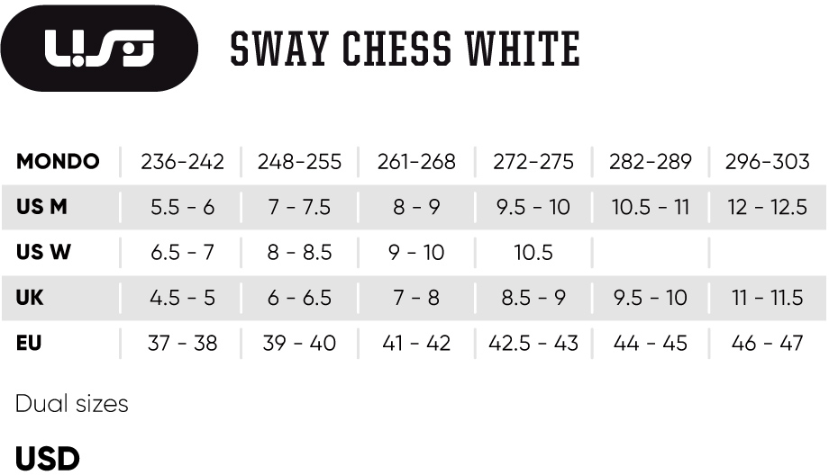 USD Sway Chess White Aggressive Inline Skates