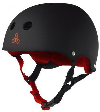Triple 8 Skate Helmet SS Black Rubber w Red Liner