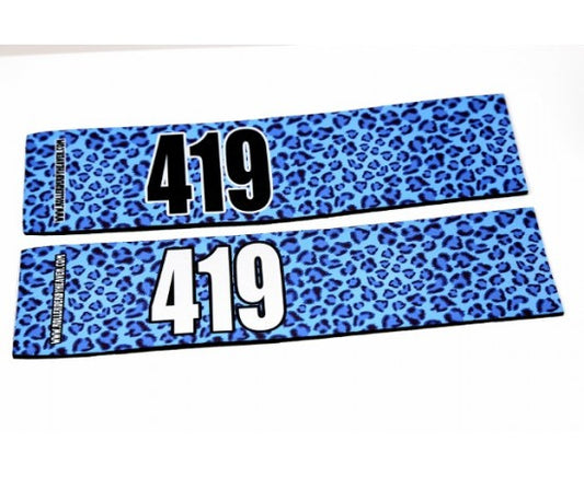 Number Arm Bands Deluxe- Leopard Print Blue