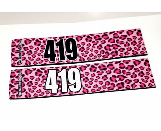 Number Arm Bands Deluxe- Leopard Print Pink