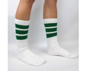 Skater Socks 19" Knee High White w/ Green