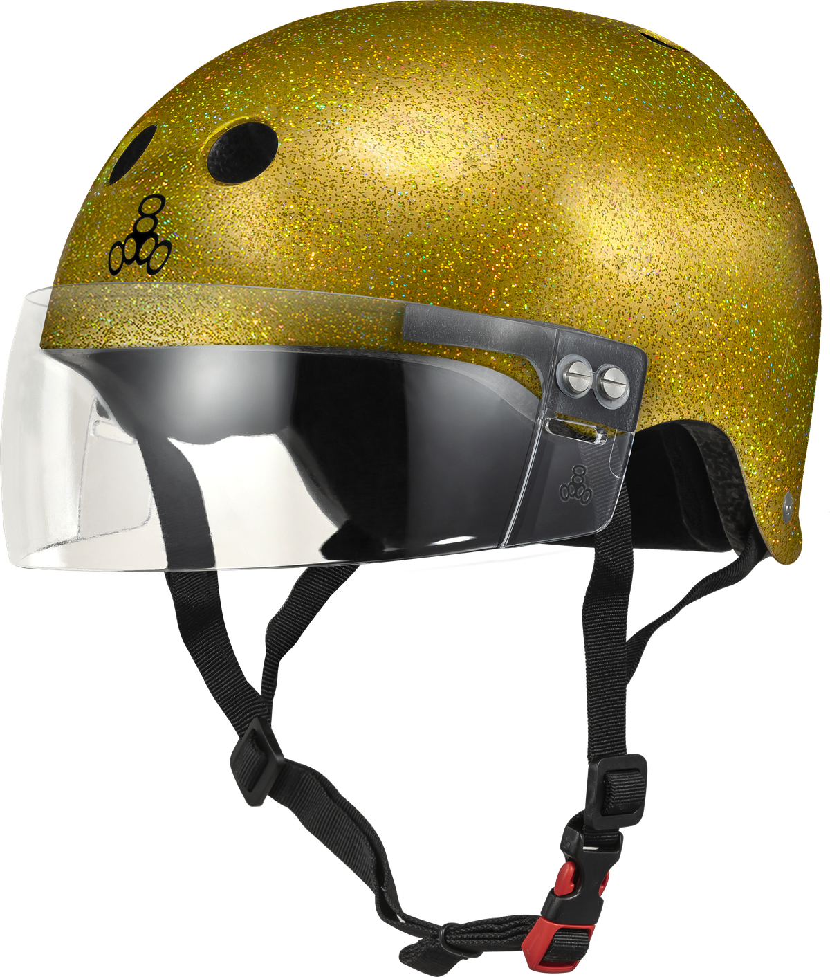 Triple 8 THE VISOR Certified Helmet SS Gold Glitter