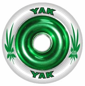 Yak Wheels Scat 100mm 88a White and Green w Metal Core