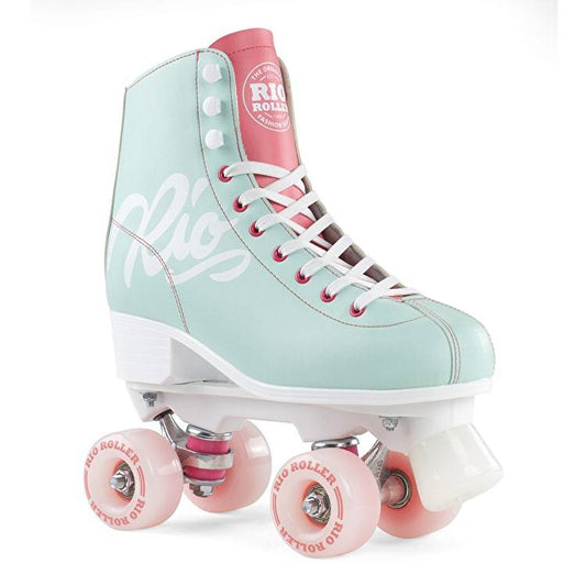 Rio Roller Script Roller Skates Teal and Coral - ON SALE