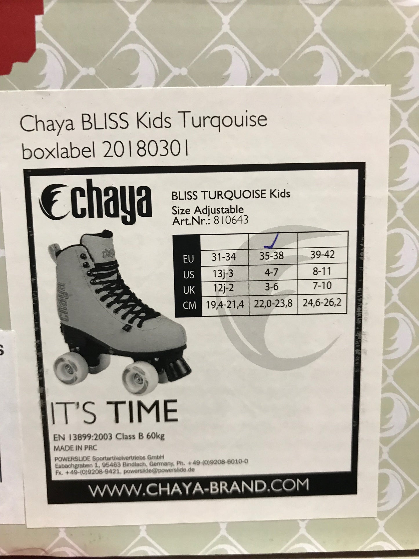 Chaya Bliss Kids Adjustable Quad Skates Turquoise