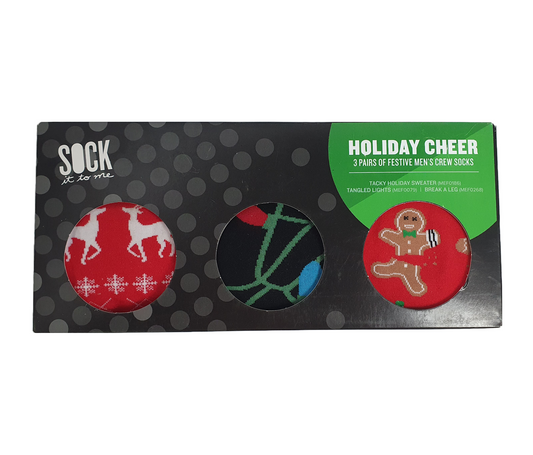 Sock it to Me Holiday Cheer Gift Box Set - Mens Crew: Tacky Holiday Sweater, Tangled Lights, Break a Leg