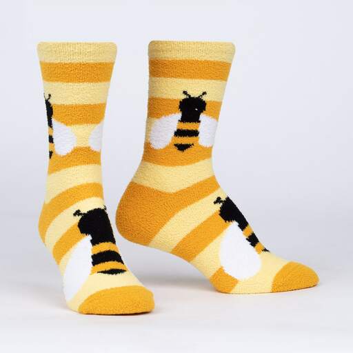 Sock it to Me Bee Cozy Womens Crew Slipper Socks