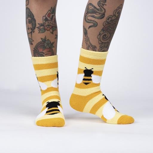 Sock it to Me Bee Cozy Womens Crew Slipper Socks