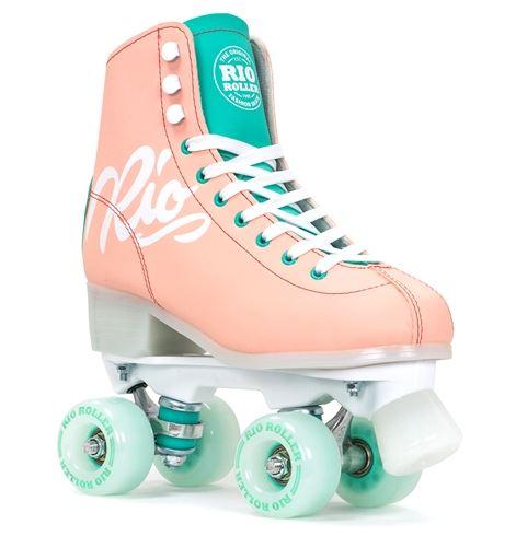 Rio Roller Script Roller Skates Peach and Green - ON SALE