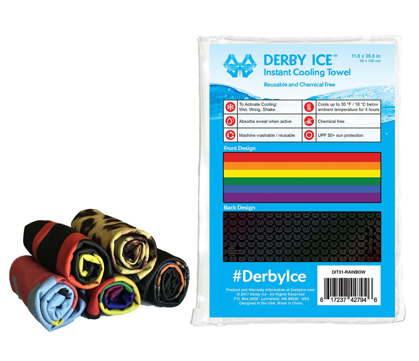 Derby Ice Towel Rainbow Pattern