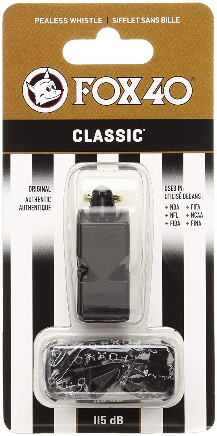 FOX40 Classic Whistle with Lanyard - Black