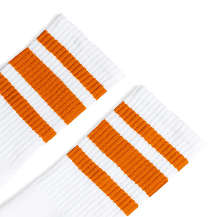 SOCCO Orange Striped | White Mid Socks