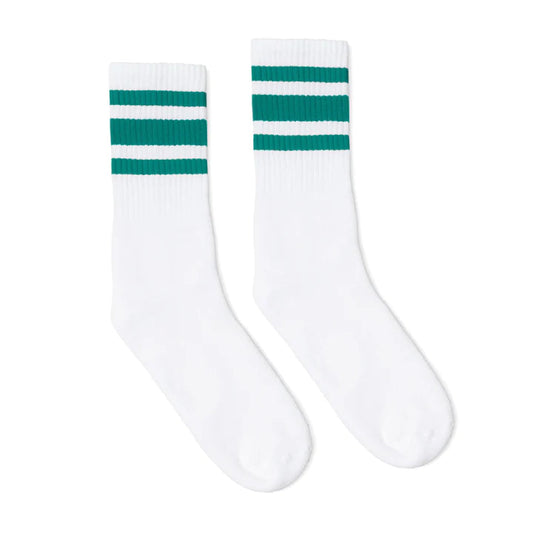 SOCCO Teal Striped Socks | White Mid Socks