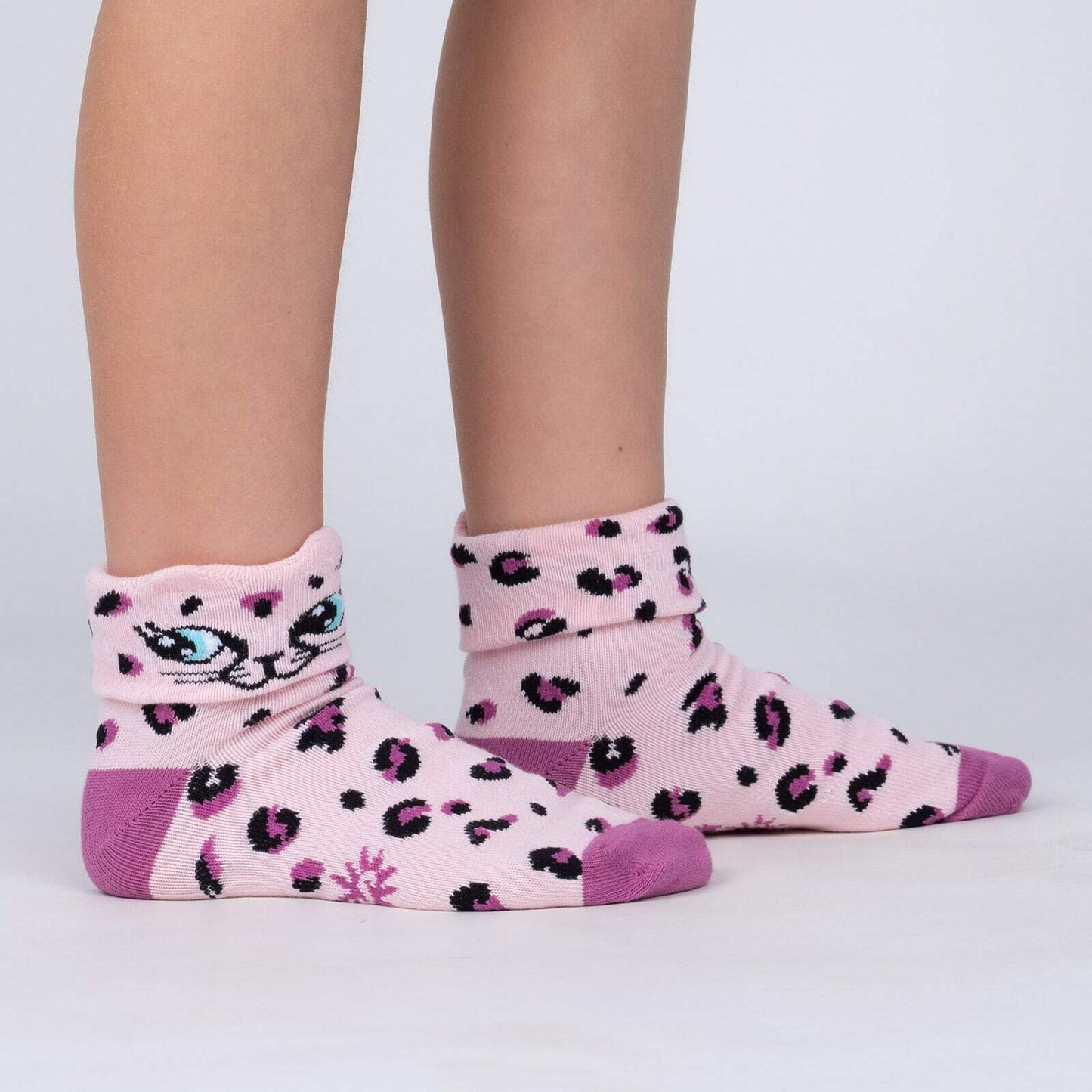 Sock it to Me Check Meowt Youth Turn Cuff Crew Socks