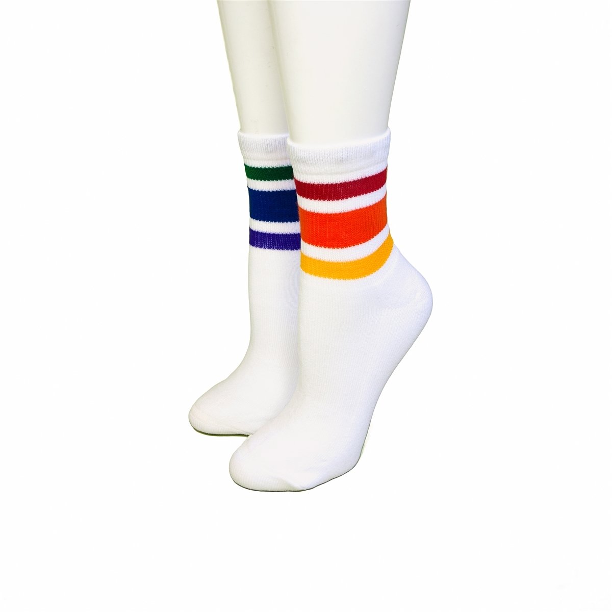 Pride Courage Low Cut Tube Socks White w Rainbow M