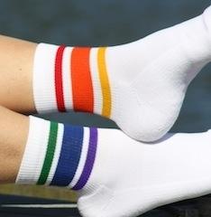 Pride Courage Low Cut Tube Socks White w Rainbow M