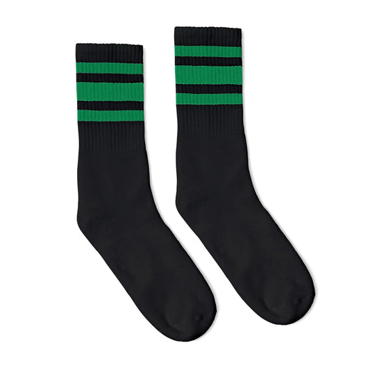 SOCCO Green Striped Socks | Black Mid Socks