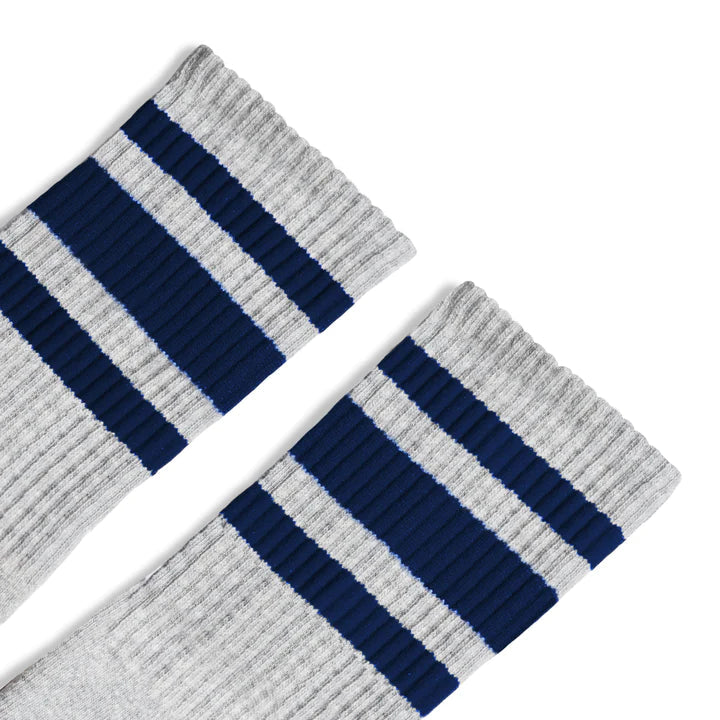 SOCCO Navy Striped Socks | Heather Grey Mid Socks