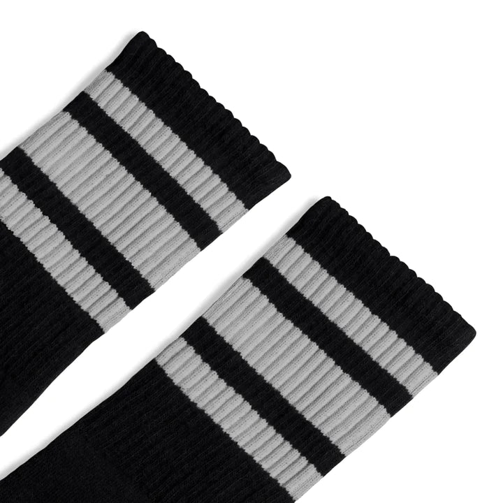 SOCCO Grey Striped | Black Mid Socks