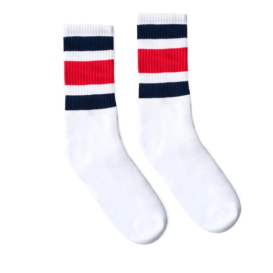 SOCCO Navy & Red | White Mid Socks