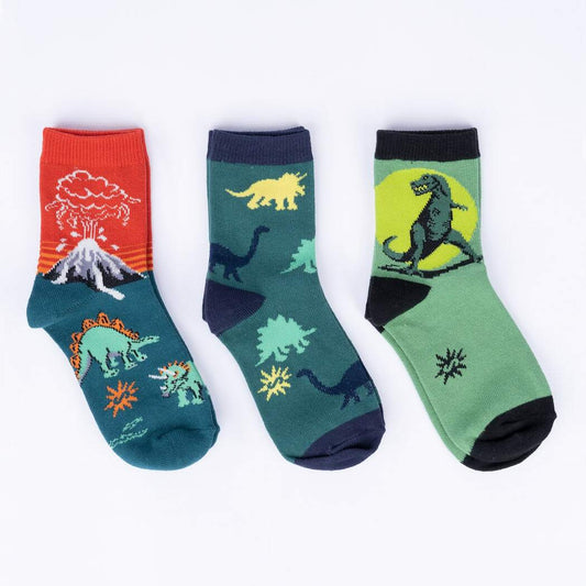 Sock it to Me Dinosaur Days Youth Crew Socks 3-Pack