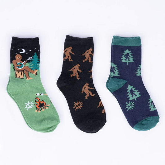 Sock it to Me Sasquatch Campout Junior Crew Socks 3-Pack