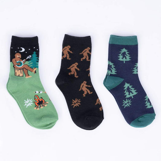 Sock it to Me Sasquatch Campout Youth Crew Socks 3-Pack