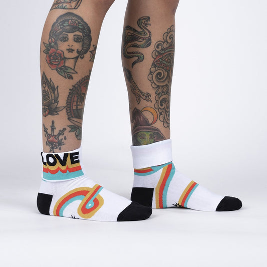 Sock it to Me Groovy Love Turn Cuff Crew Socks