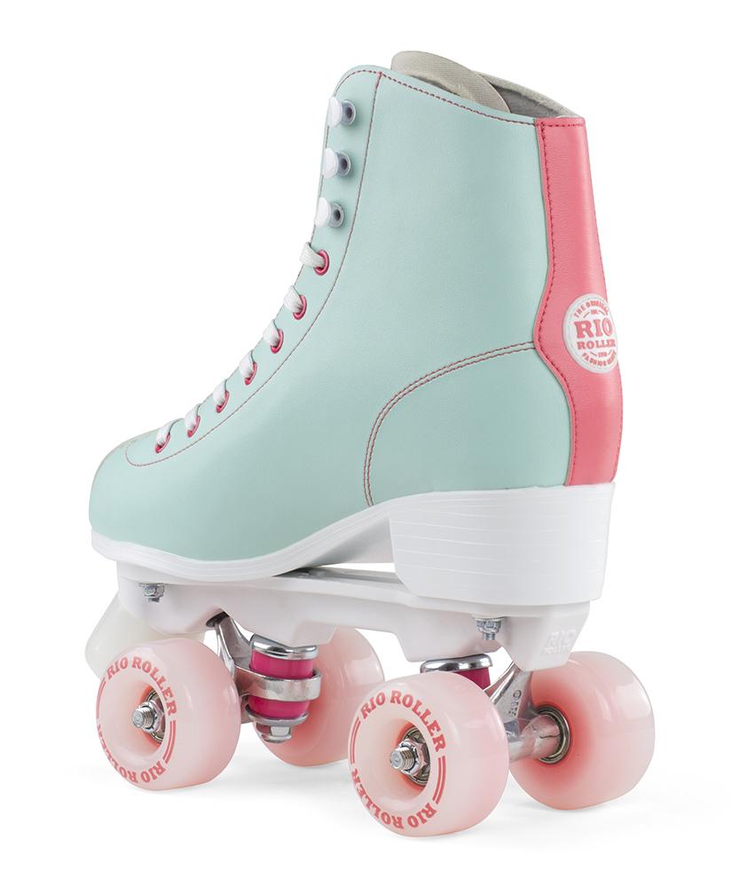 Rio Roller Script Roller Skates Teal and Coral