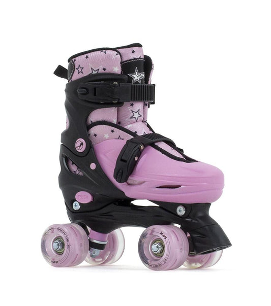 SFR Nebula Lights Kids Adjustable Quad Skates -  Pink w Light up Wheels