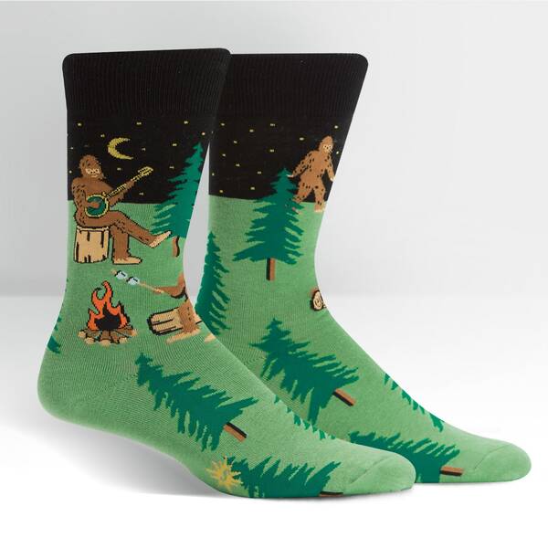 Sock it to Me Sasquatch Camp Out Mens Crew Socks