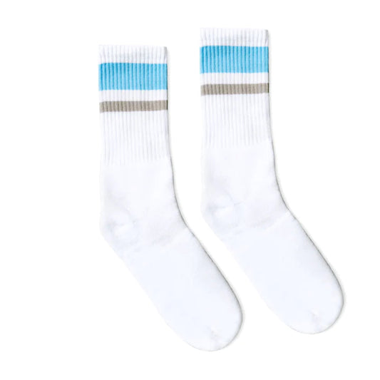 SOCCO Carolina Blue and Grey | White Mid Socks