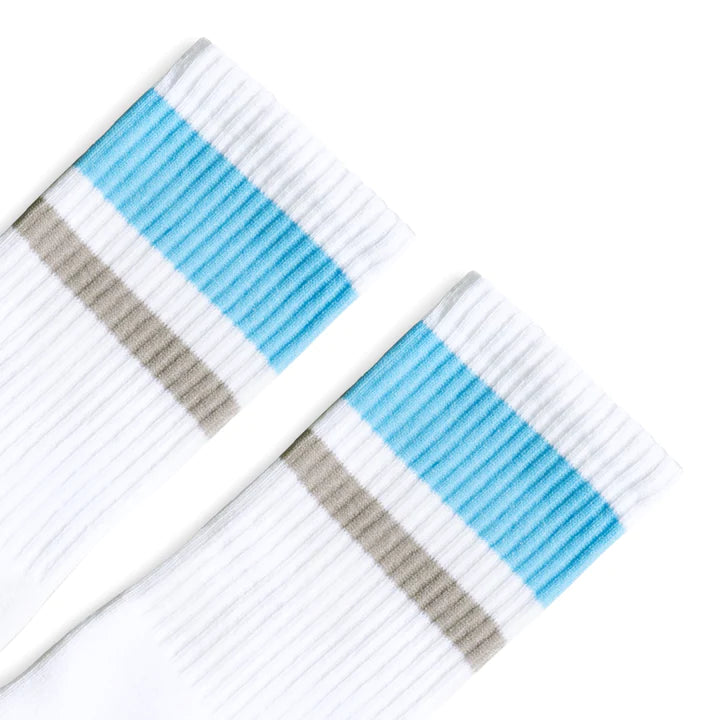 SOCCO Carolina Blue and Grey | White Mid Socks