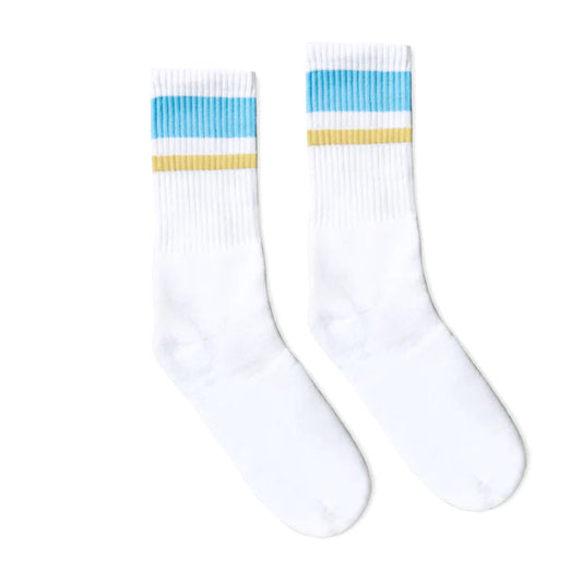 SOCCO Columbia Blue and Gold | White Mid Socks